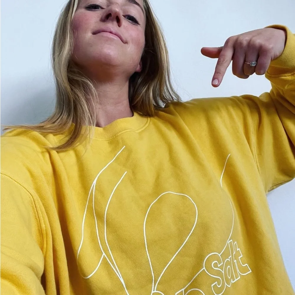 Authentic Molly Baz I Love Salt yellow / Mustard Crewneck Sweater - Picture 4 of 8